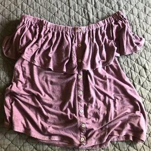 light purple, soft off the shoulder crop top